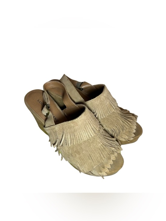 Lucky Brand Shoes - Lucky Brand “Jeena” Fringe Wedge Sandals women’s size 8.5M